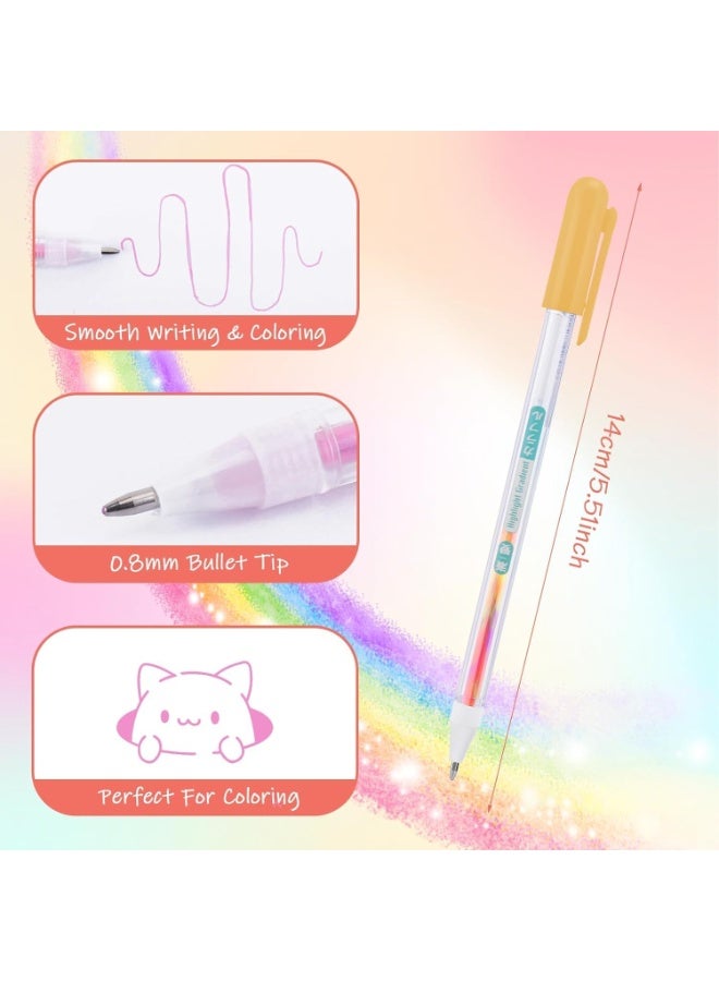 مزيج من 6 ألوان قوس قزح المحايد مجموعة قلم، قلم حبر النيون السحري، قلم تغيير اللون 0.8 مم، مناسبة للبالغين ملء الكتب والرسومات على الجدران الكتابة الحرفية دفتر يوميات، 12 حزمة - Image 2