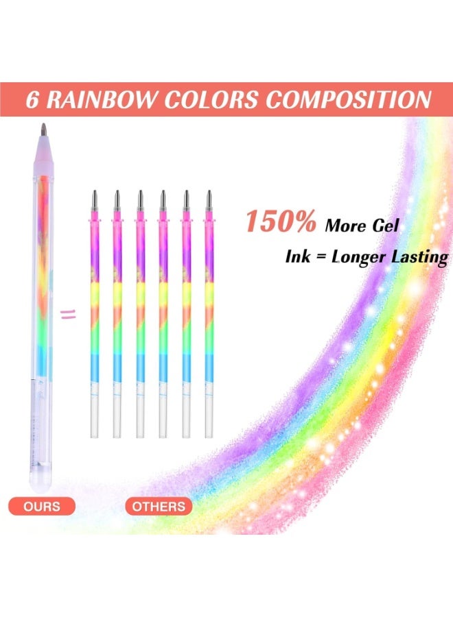 مزيج من 6 ألوان قوس قزح المحايد مجموعة قلم، قلم حبر النيون السحري، قلم تغيير اللون 0.8 مم، مناسبة للبالغين ملء الكتب والرسومات على الجدران الكتابة الحرفية دفتر يوميات، 12 حزمة - Image 4