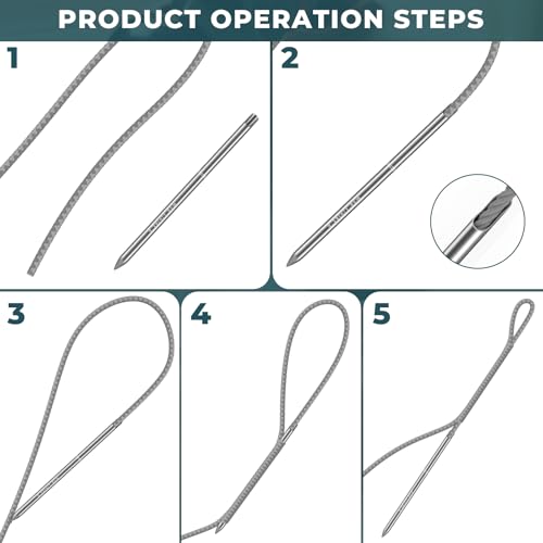 FETUSI Rope Splicing Tool Kit, Rope Splicing FID Kit for Double Braid Eye Line,Stainless Steel Line Braiding Set Tool Include 5 Sizes (0.16-0.47") Fids and 1pcs Pusher(Silver) - Image 3