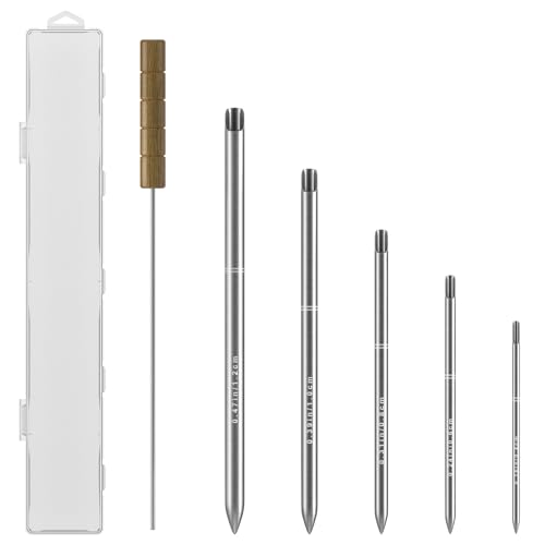 FETUSI Rope Splicing Tool Kit, Rope Splicing FID Kit for Double Braid Eye Line,Stainless Steel Line Braiding Set Tool Include 5 Sizes (0.16-0.47") Fids and 1pcs Pusher(Silver) - Image 1