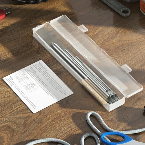 FETUSI Rope Splicing Tool Kit, Rope Splicing FID Kit for Double Braid Eye Line,Stainless Steel Line Braiding Set Tool Include 5 Sizes (0.16-0.47") Fids and 1pcs Pusher(Silver) - Image 4