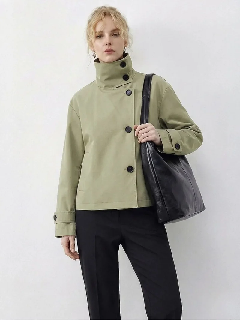 بيانكو لوتشي LUCCI Short Mandarin Collar Trench Coat