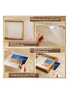 SYOSI 2 Pcs Rustic Floating Frames, Pressed Flower Display Frames Double-sided Acrylic Frames Wooden Plant Specimen Frames Double-sided Photo Display Herbarium Specimen Frames for Desktop  - Image 3