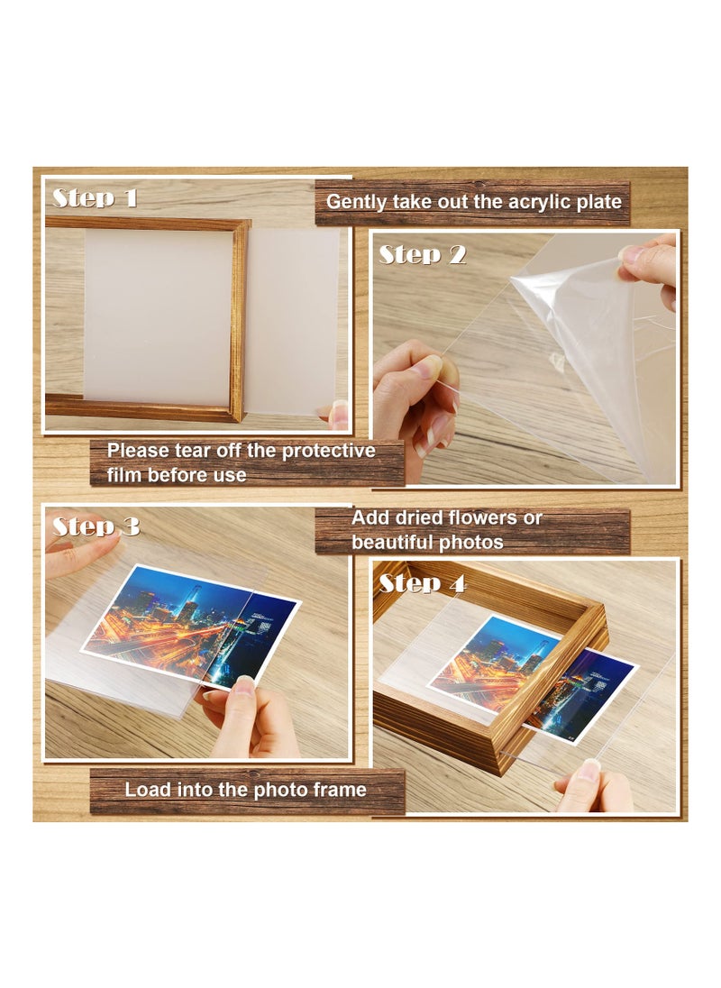 SYOSI 2 Pcs Rustic Floating Frames, Pressed Flower Display Frames Double-sided Acrylic Frames Wooden Plant Specimen Frames Double-sided Photo Display Herbarium Specimen Frames for Desktop  - Image 3