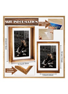 SYOSI 2 Pcs Rustic Floating Frames, Pressed Flower Display Frames Double-sided Acrylic Frames Wooden Plant Specimen Frames Double-sided Photo Display Herbarium Specimen Frames for Desktop  - Image 4