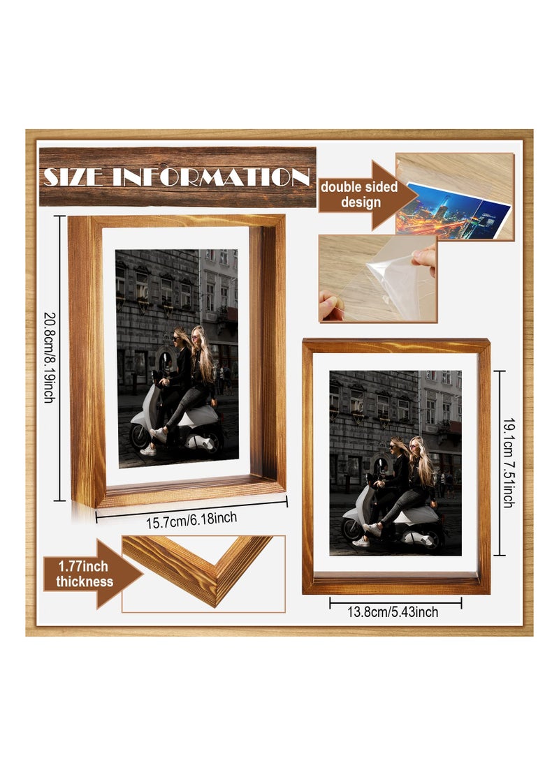 SYOSI 2 Pcs Rustic Floating Frames, Pressed Flower Display Frames Double-sided Acrylic Frames Wooden Plant Specimen Frames Double-sided Photo Display Herbarium Specimen Frames for Desktop  - Image 4