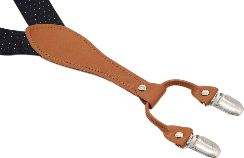 Timiot Mens Suspender Wide Leather 6 Metal Clips Adjustable Straps Y Shape - Image 3