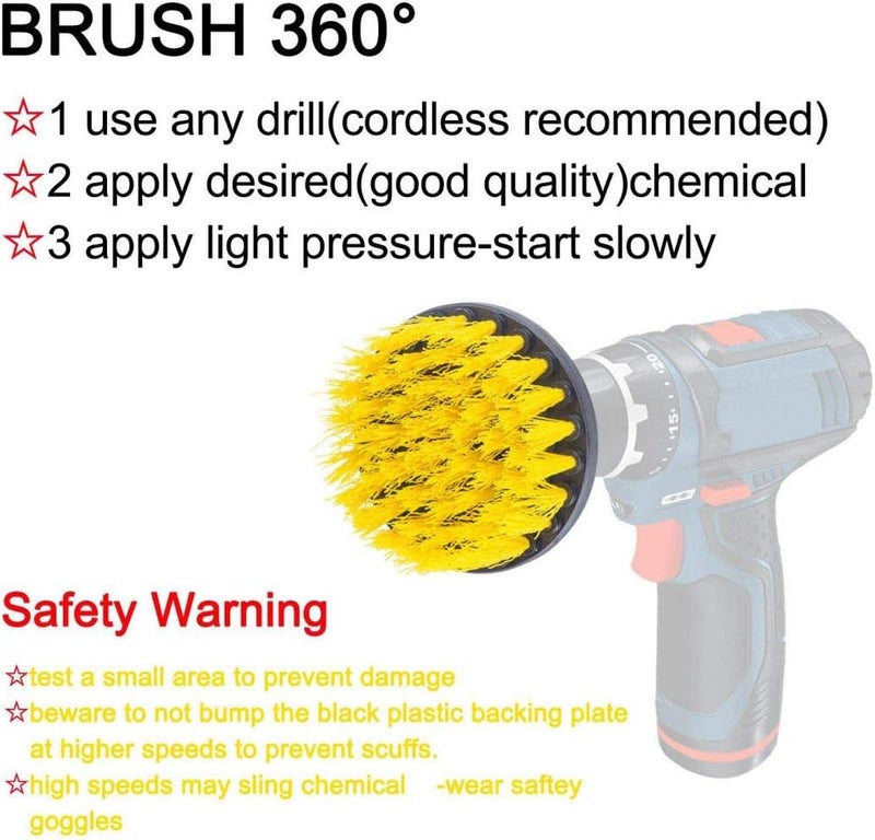 Spaceshoop 3pc Car Cleaning Brush Car Detailing Brush Drill Brush With Drill Attachment Tub Cleaner Scrubber Cleaning Brushes Automotive Detailing Spin Scrubber Set - Image 2