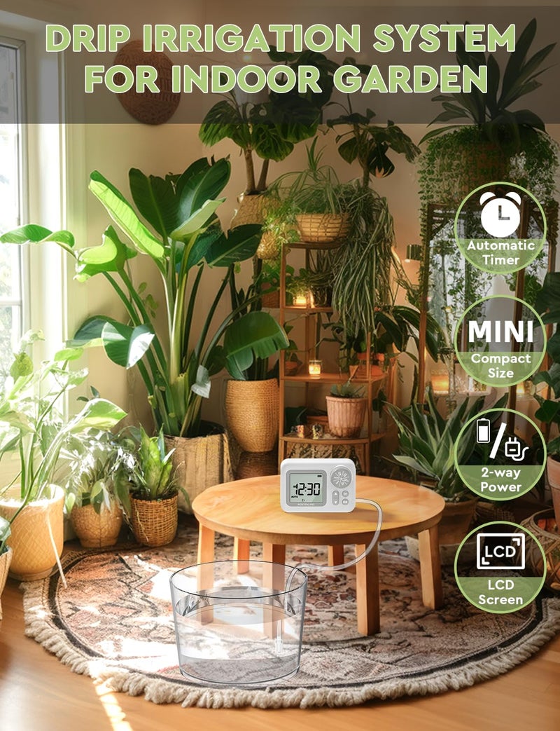 moistenland Automatic Watering System, 15 Potted Indoor Houseplants Support Plant Waterer, Vacation Plant Watering Devices, with Digital Programmable Water Timer - Image 2