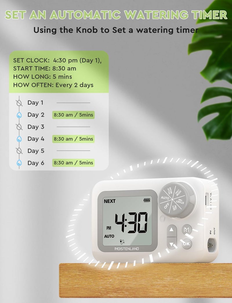 moistenland Automatic Watering System, 15 Potted Indoor Houseplants Support Plant Waterer, Vacation Plant Watering Devices, with Digital Programmable Water Timer - Image 3