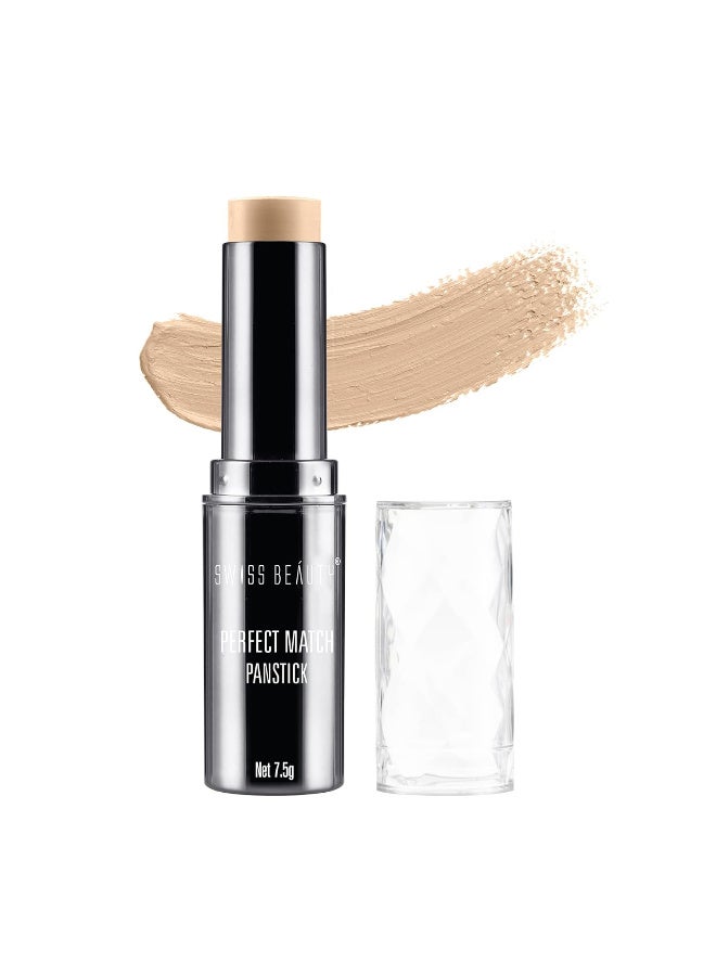 Swiss Beauty Perfect Match Panstick Foundation | Lightweight, Full Coverage Foundation With Natural And Dewy Finish For Face Makeup| Easy To Apply With Hand Stick Applicator | Shade-04, 7.5Gm | - 7.5 gm - Image 3