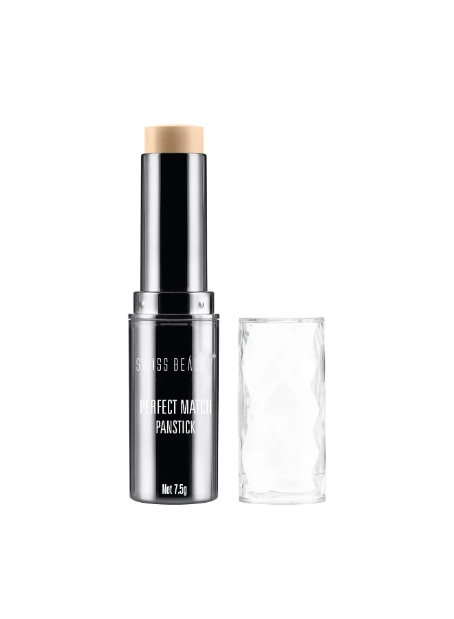 سويس بيوتي Swiss Beauty Perfect Match Panstick Foundation | Lightweight, Full Coverage Foundation With Natural And Dewy Finish For Face Makeup| Easy To Apply With Hand Stick Applicator | Shade-04, 7.5Gm | - 7.5 gm
