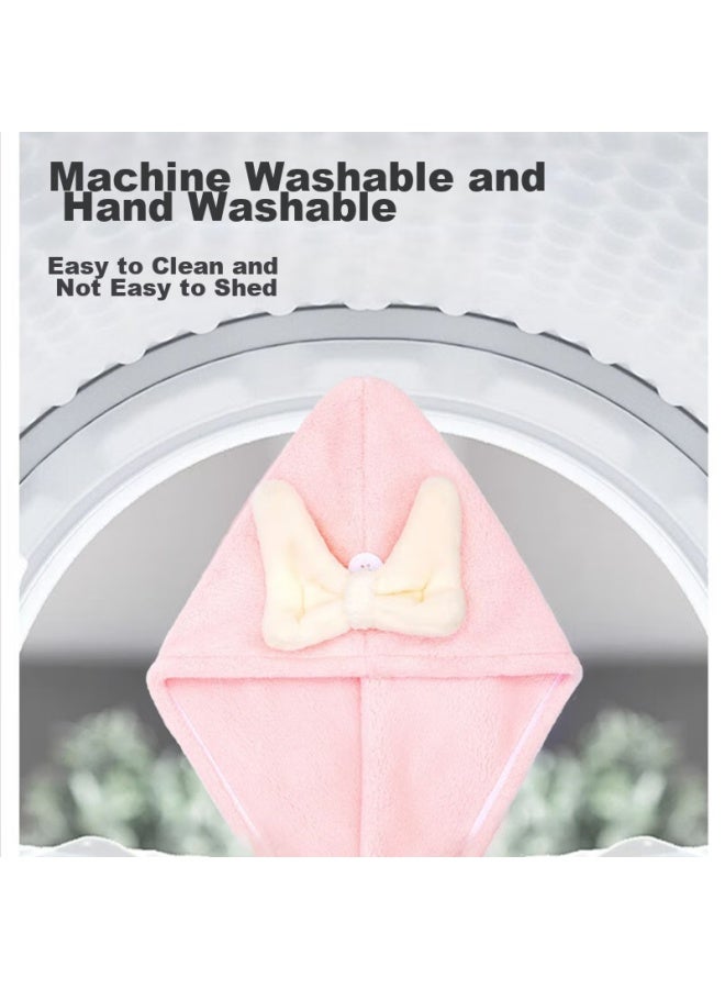 Cookss Children's Quick-drying Hair Towel, Super Absorbent, Cute Headscarf For Girls, Student Bath Cap, Hair Wrap, Pink - Image 3