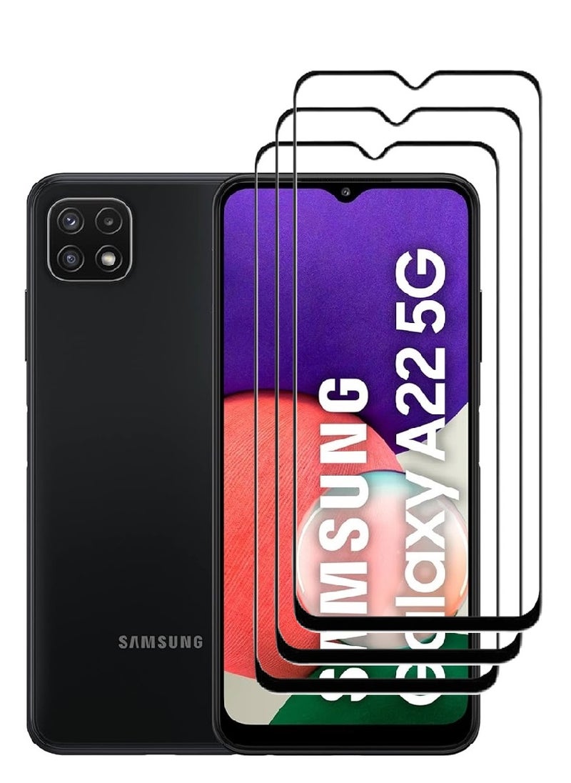 AINA 3 Pieces Tempered Glass Screen Protector 5D Designed For Samsung Galaxy A22 5G Full Glue Edge to Edge Full Screen Coverage And Bubble Free - Image 1