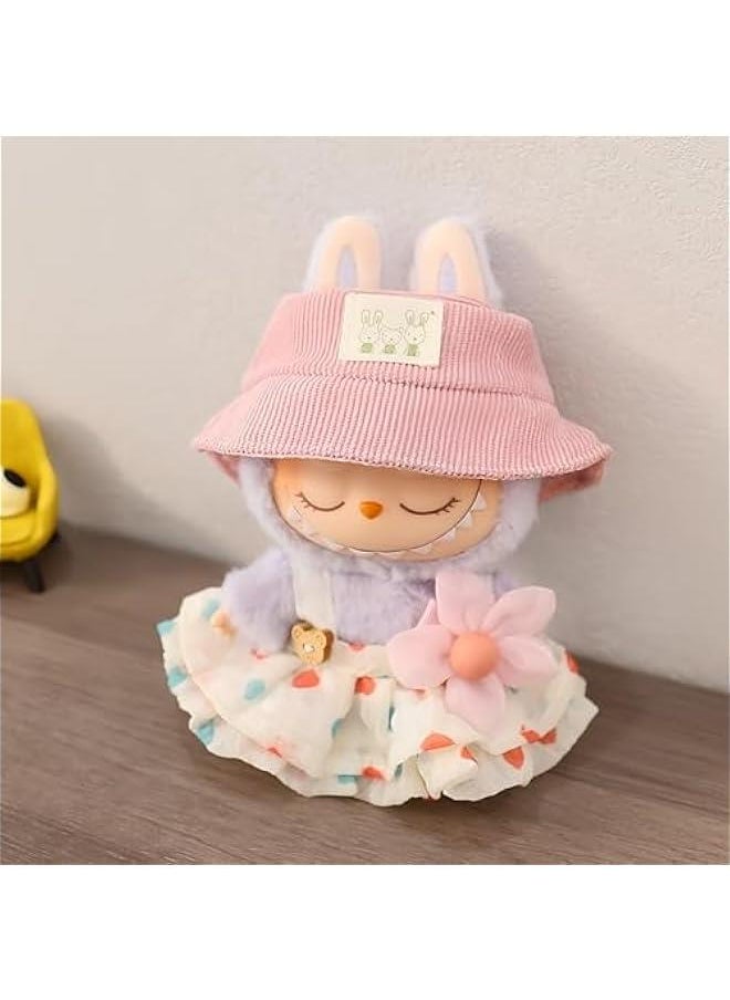 General Labubu Clothing and Keychain Set for 15cm  17cm Dolls: Cute Kawaii Hat, Overalls, and Accessories  - Image 2