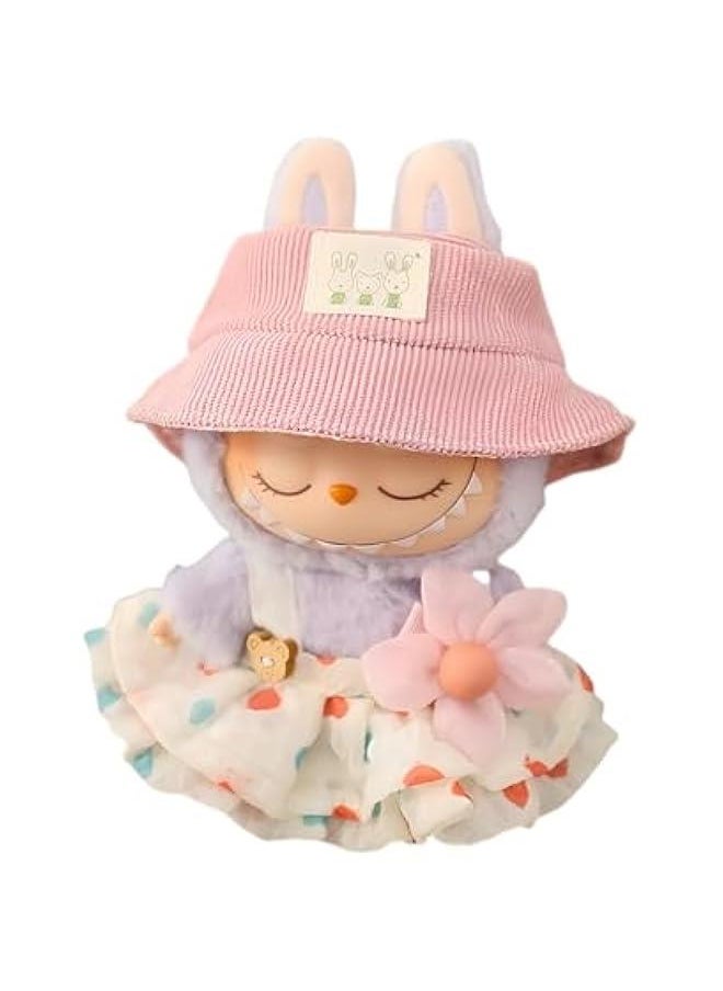 General Labubu Clothing and Keychain Set for 15cm  17cm Dolls: Cute Kawaii Hat, Overalls, and Accessories  - Image 1