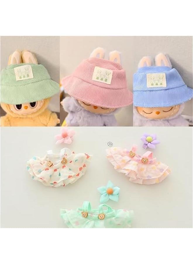 General Labubu Clothing and Keychain Set for 15cm  17cm Dolls: Cute Kawaii Hat, Overalls, and Accessories  - Image 5
