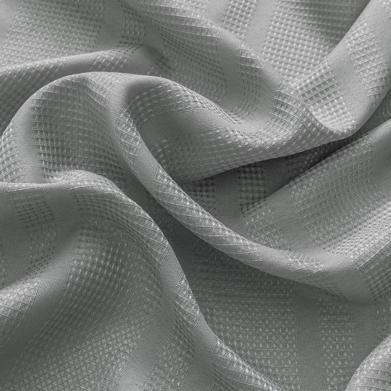 Home Queen Water Repellent Waffle Tier Curtains for Bathroom Window  Half Window Drapes for Kitchen  30 W X 45 L Inch Each  Solid Grey - Image 5
