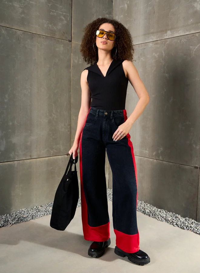 ساسافراس Sassafras Black Ribbed V-Neck Knitted Top