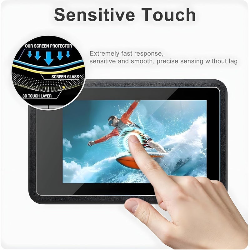 OHAYO Military Strength Tempered Glass Screen Protector For DJI Osmo Action 3| 9H+ Hardness, Strong Protection, Full Screen Edge-to-Edge Cover, Scratch Resistant, Bubble-Free Install, Ultra HD Clarity,With installation kit, Complete Set Of 3 Glass - Image 3