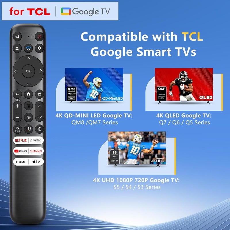 OMAIC for TCL-Google-TV-Remote Control Replacement,RC813 Compatible with TCL Smart TVs QM8/QM7/S5/S4/S3/Q7/Q6/Q5 Series(Not for Roku TVs) - Image 3