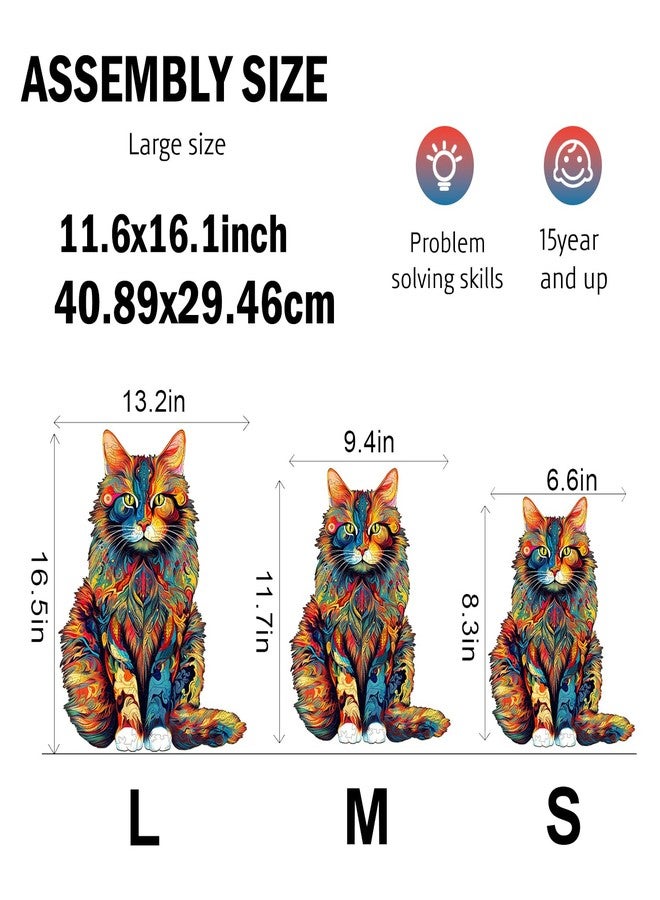 Jigfoxy Wooden Puzzle for Adults, Cat Wooden Jigsaw Puzzles for Adults, Unique Animal Shape Wood Cut Puzzles, Christmas Thanksgiving Gifts for Family Friend(S-8.3 * 6.6in-80pcs) - Image 3