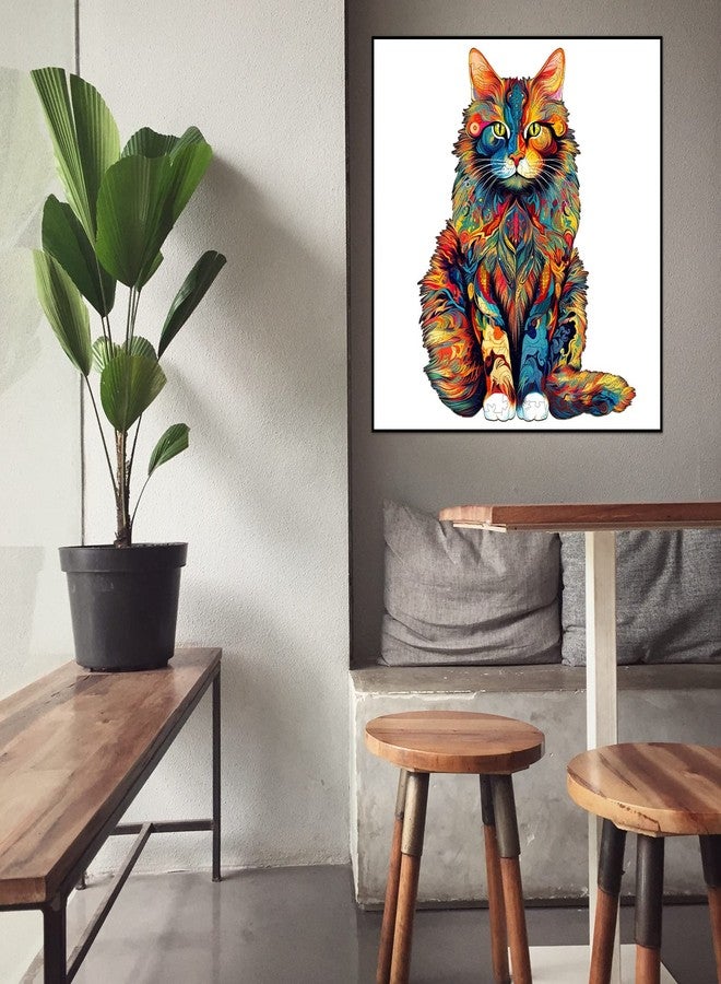 Jigfoxy Wooden Puzzle for Adults, Cat Wooden Jigsaw Puzzles for Adults, Unique Animal Shape Wood Cut Puzzles, Christmas Thanksgiving Gifts for Family Friend(S-8.3 * 6.6in-80pcs) - Image 5