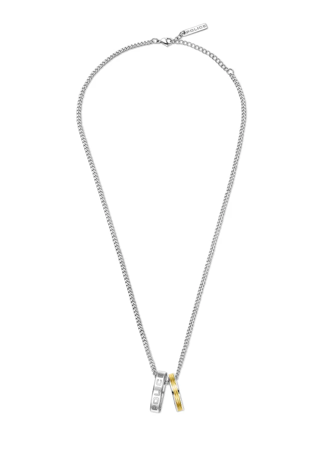 POLICE Duo Stainless Steel Gents Necklace And Gold Plating Two Ring CharmPEAGN0032702