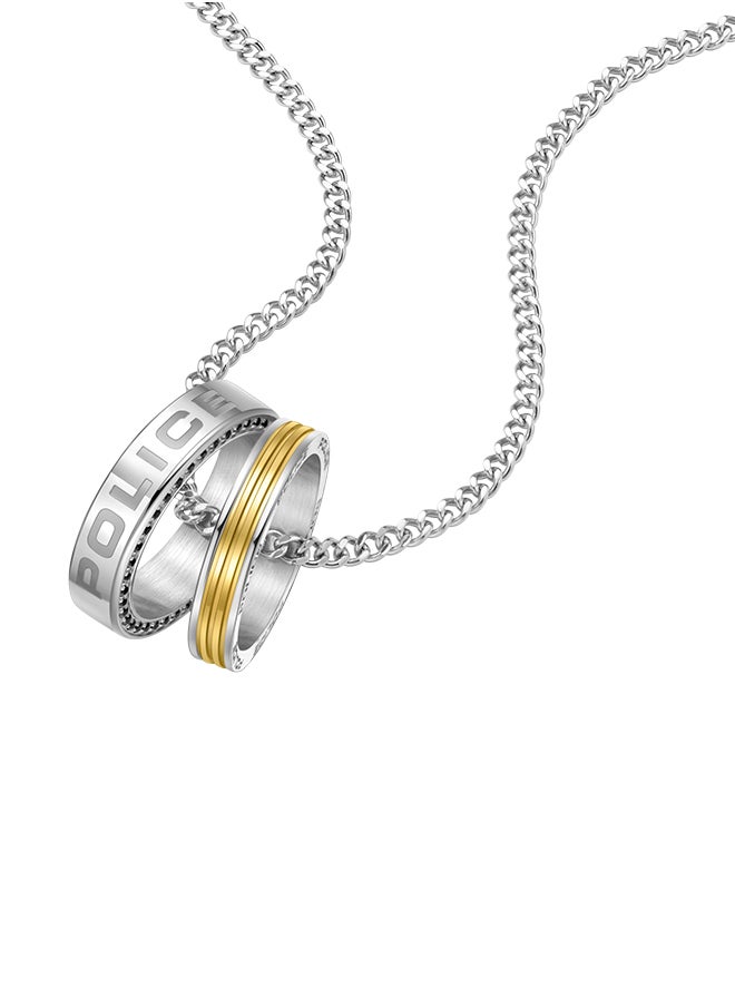 POLICE - Duo Stainless Steel Gents Necklace And Gold Plating Two Ring CharmPEAGN0032702 - Image 1
