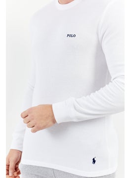 POLO RALPH LAUREN Men Round Neck Brand Logo Long Sleeve Sleepwear, White  - Image 4
