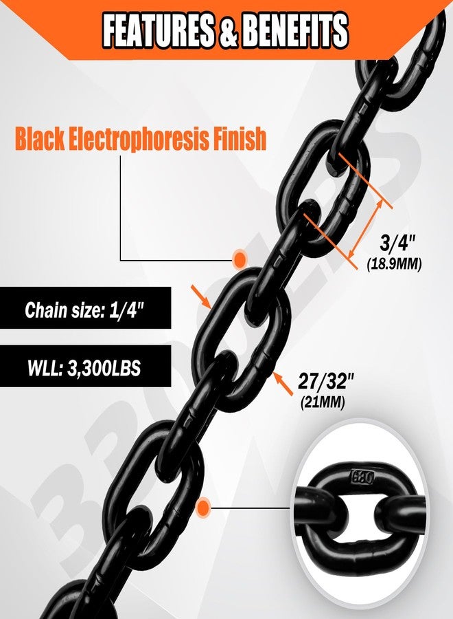 YATOINTO 2-Pack Grade 80 Trailer Safety Chain 36 Inch, Black Electrophoresis Finish with 1/4'' Red Clevis Snap Hook | Heavy Duty Transport Chain 13,200 lbs Break Strength for Towing - Image 3