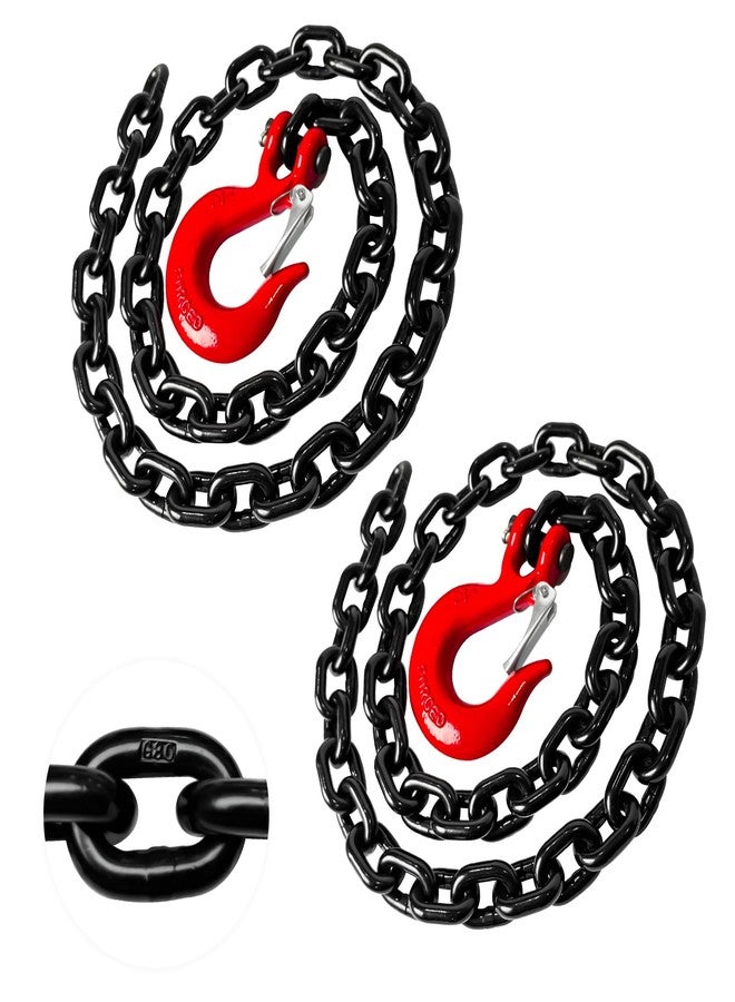 YATOINTO 2-Pack Grade 80 Trailer Safety Chain 36 Inch, Black Electrophoresis Finish with 1/4'' Red Clevis Snap Hook | Heavy Duty Transport Chain 13,200 lbs Break Strength for Towing - Image 1