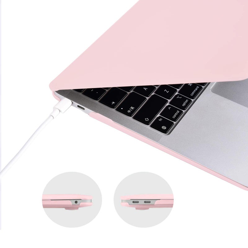EooCoo Hard Case Compatible with MacBook Air 13.3 inch M1 Chip 2021-2018 with Retina Display, Air 13.3 inch Plastic Protective Case + Transparant Keyboard Cover + Screen Protector, Matte Pink - Image 5