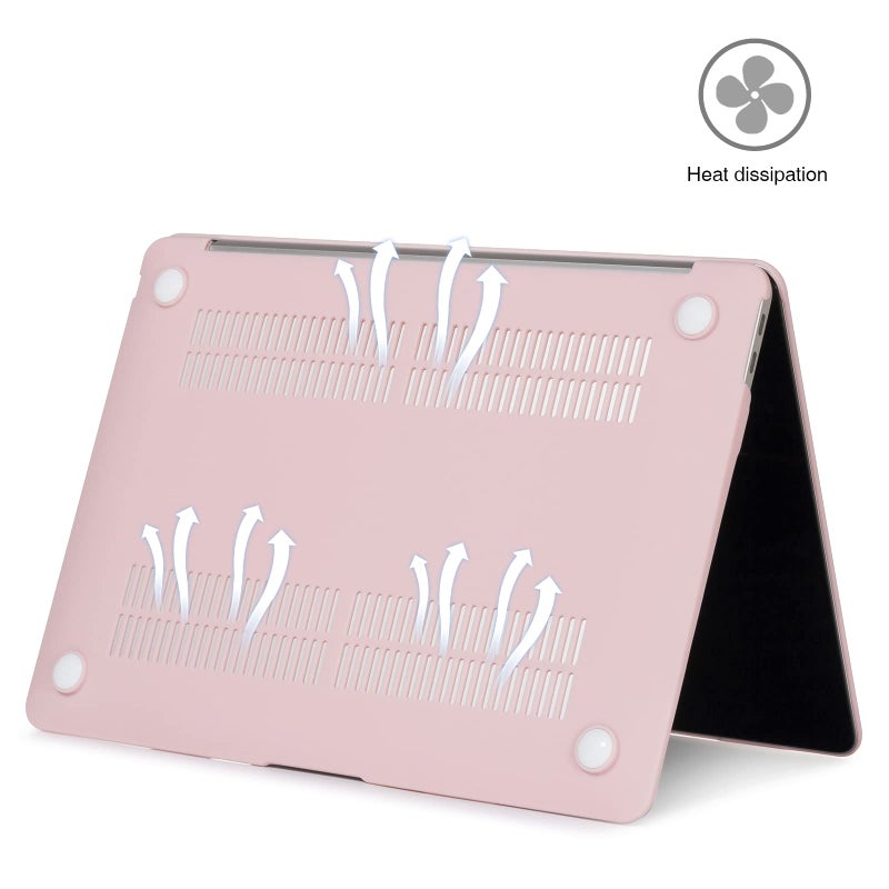 EooCoo Hard Case Compatible with MacBook Air 13.3 inch M1 Chip 2021-2018 with Retina Display, Air 13.3 inch Plastic Protective Case + Transparant Keyboard Cover + Screen Protector, Matte Pink - Image 3