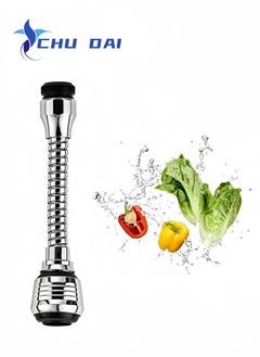 Flexible Faucet Sprayer Attachment 360 ° Kitchen Sink Aerator Extender ABS Polished Chrome for Cold Hot Water (Silver）