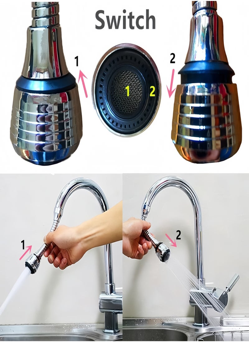 CHU DAI - Flexible Faucet Sprayer Attachment 360 ° Kitchen Sink Aerator Extender ABS Polished Chrome for Cold Hot Water (Silver） - Image 1