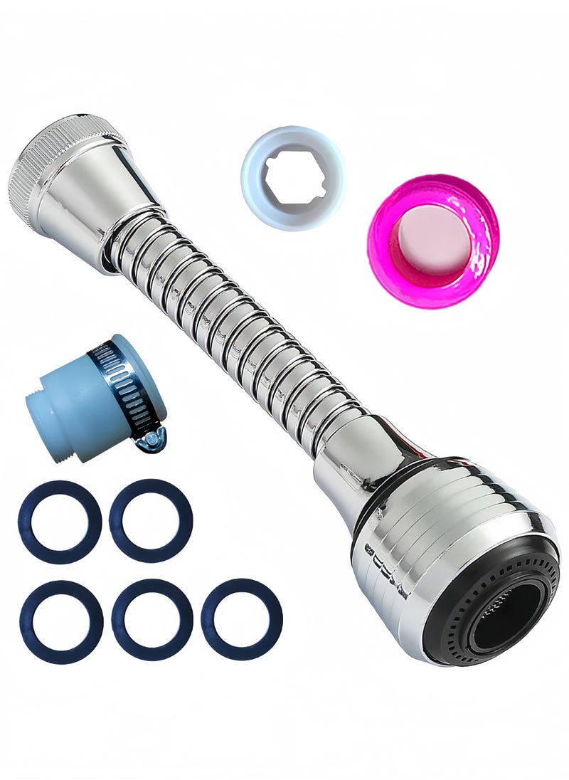 CHU DAI - Flexible Faucet Sprayer Attachment 360 ° Kitchen Sink Aerator Extender ABS Polished Chrome for Cold Hot Water (Silver） - Image 1