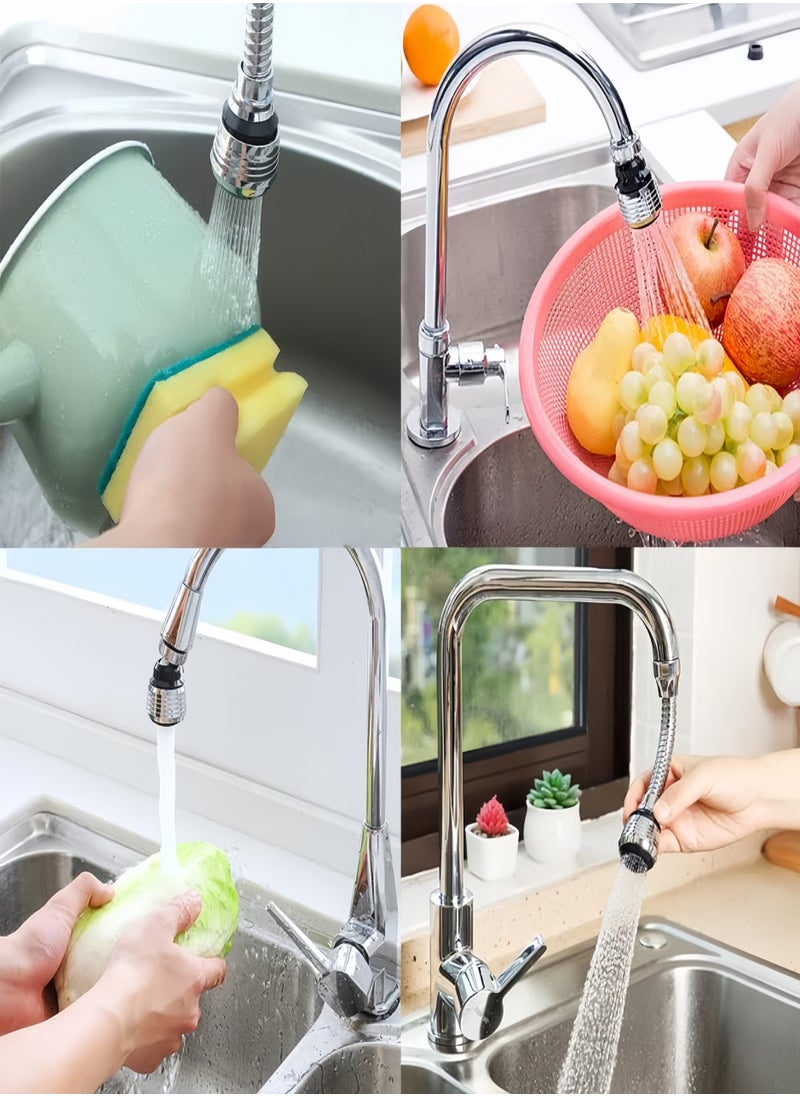 CHU DAI - Flexible Faucet Sprayer Attachment 360 ° Kitchen Sink Aerator Extender ABS Polished Chrome for Cold Hot Water (Silver） - Image 1