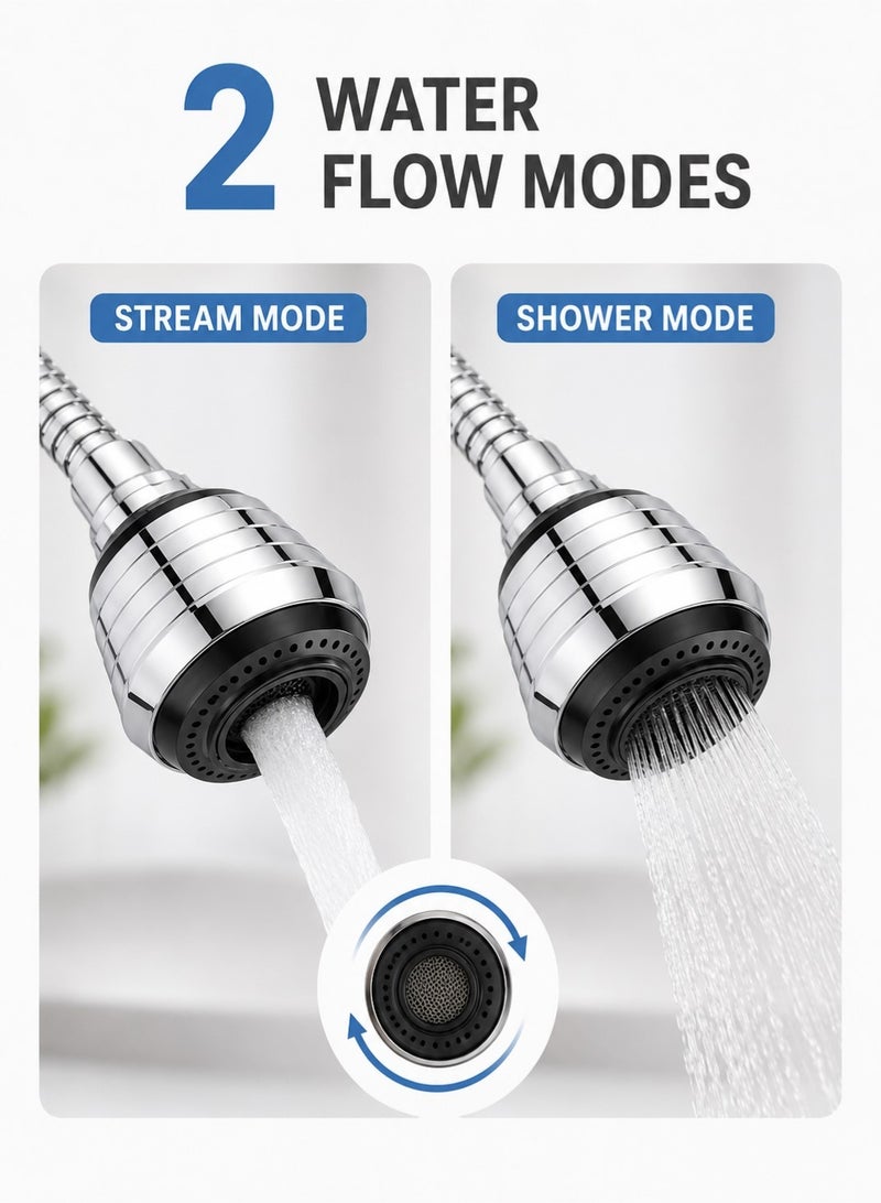 CHU DAI Flexible Faucet Sprayer Attachment 360 ° Kitchen Sink Aerator Extender for Cold Hot Water (Silver） - Image 2
