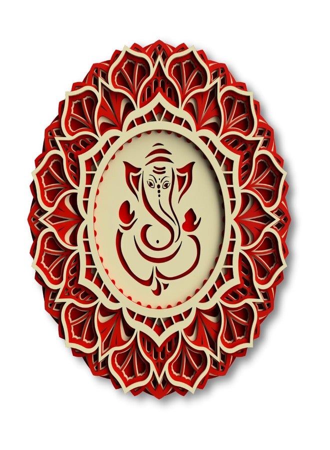 Gloridec 3D Multilayered Ganesha Wall Art | Colourful Wooden Ganpati Mandala Décor for Living Room, Pooja Room & Main Door | MDF Wall Hanging (12 Inch) - Image 1