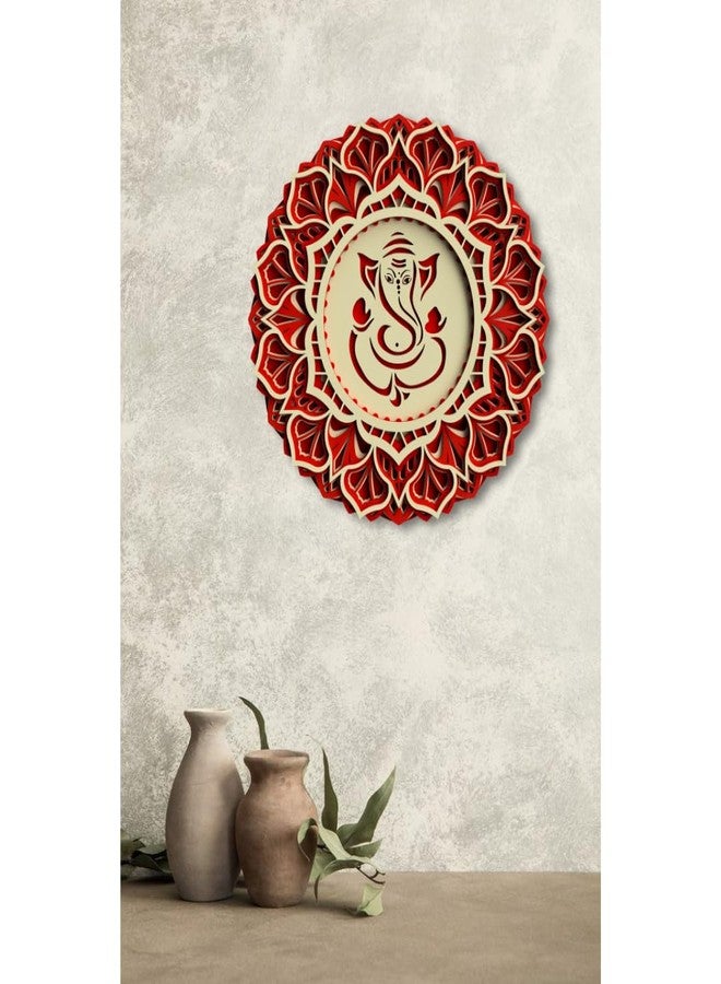 Gloridec 3D Multilayered Ganesha Wall Art | Colourful Wooden Ganpati Mandala Décor for Living Room, Pooja Room & Main Door | MDF Wall Hanging (12 Inch) - Image 2