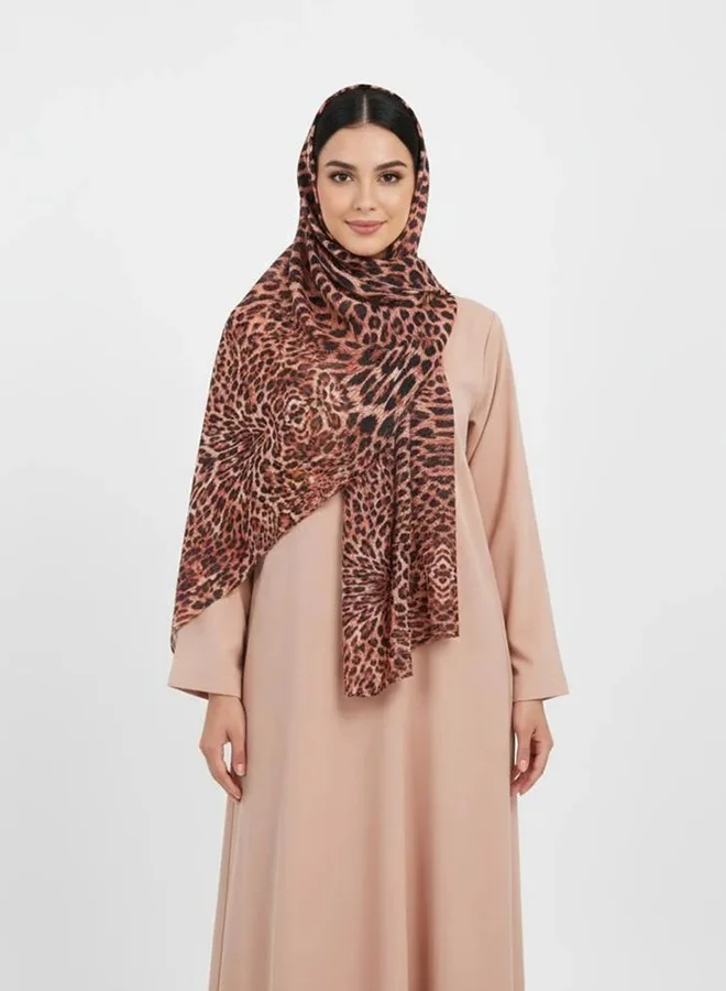 عبايات لمحة طرحة رويال ليوبارد – شيفون بنقشة ليوبارد مركّزة