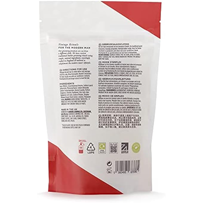 Hawkins & Brimble SHAMPOO ECO-REFILL POUCH - 300ML FOR MEN REVITALISE HAIR DRY SCALP | ECO FRIENDLY REFILL POUCHES (SHAMPOO REFILL POUCH) - Image 2