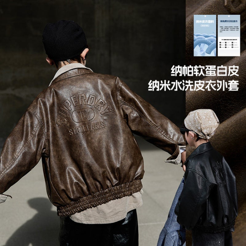 New Leather Jacket 2025 Style -Selling Product Boys' Clothing E-Commerce Bestseller Spring Season - Image 3
