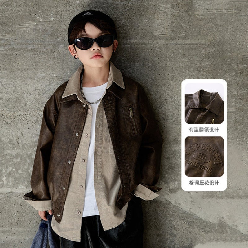 New Leather Jacket 2025 Style -Selling Product Boys' Clothing E-Commerce Bestseller Spring Season - Image 2