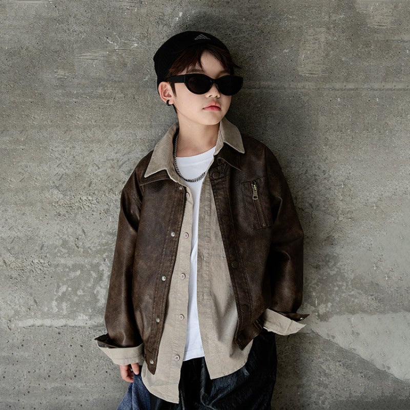 New Leather Jacket 2025 Style -Selling Product Boys' Clothing E-Commerce Bestseller Spring Season - Image 4