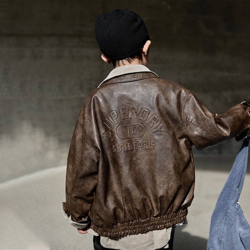 New Leather Jacket 2025 Style -Selling Product Boys' Clothing E-Commerce Bestseller Spring Season - Image 1