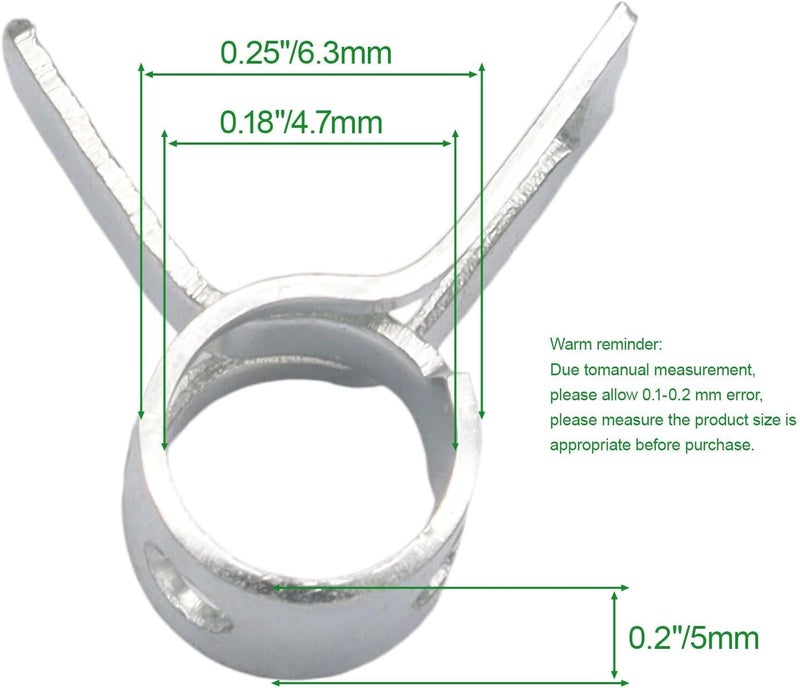 Rierdge 20 Pcs 3/16" ID Spring Band Type Clamps, 5mm Fuel Hose Clamps Fasteners, Silver Spring Hose Clip for Fuel Hose Line Water Pipe Air Tube Silicone Hose - Image 2