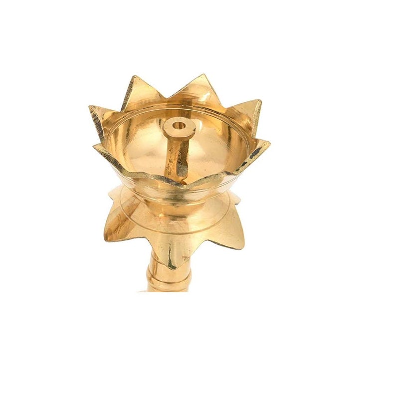 DAZVI DAZVI Set of 2 Pure Brass Diya for Puja Temaple Decoration Lotus Shape Pillar Stand Oil Lamp Home Mandir Pooja Articles Decor Gifts Diya Kuber Deepam Deepak Height 45 Inch  - Image 5