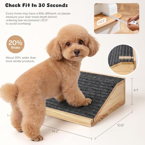 GreenPetopia 3-Pack Wooden Dog Ramp for Stairs, Anti-Slip Pet Steps for Small Dogs with Carpet Surface, Low-Angled Pet Ramps for Staircase, Steps and Stairs Assist for Injured & Aged Pets, Stairs Ramp for Dogs - Image 4